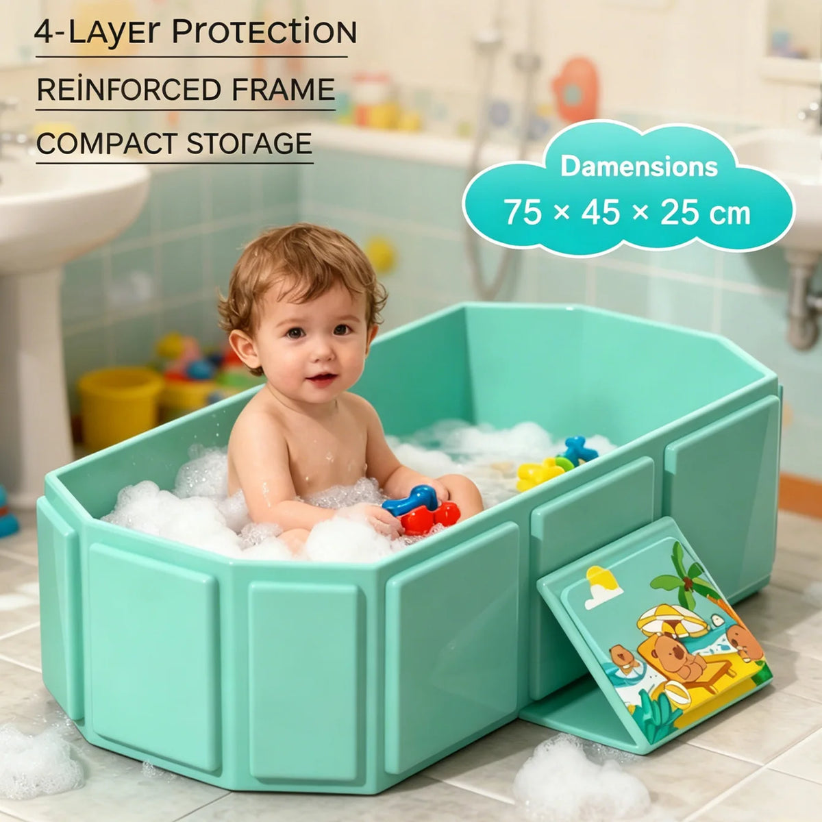 Foldable Portable Bathtub, Collapsible PVC Tub