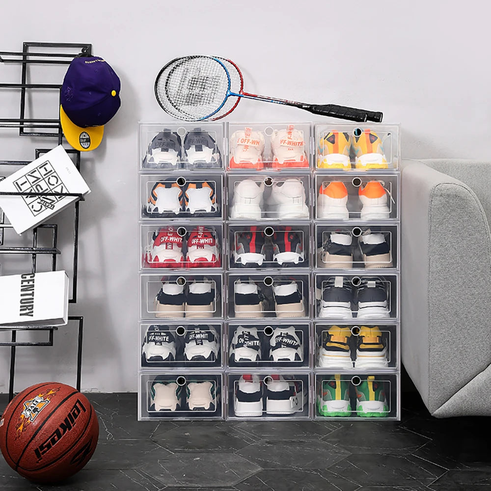 Stackable Clear Shoe Boxes, Set of 6