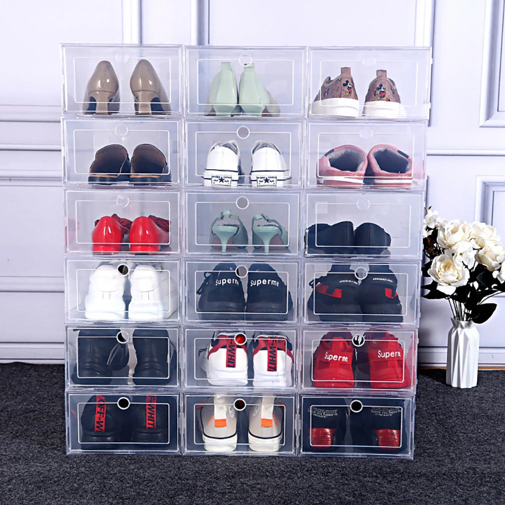 Stackable Clear Shoe Boxes, Set of 6