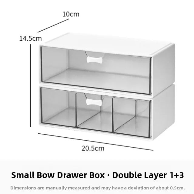Desktop Multi-Layer Organizer Rack Three Drawers Desk Heightening Stand Office Monitor Notebook Storage Shelf Rectangular Den...