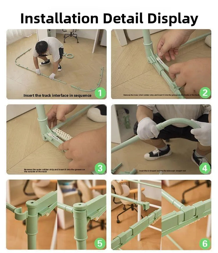 Double Sliding Track Bed Curtain And Mosquito Net Stand Strong Light Blocking Upper Bunk Bed Universal Track Student Dormitory