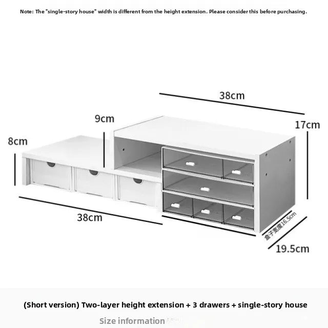 Desktop Multi-Layer Organizer Rack Three Drawers Desk Heightening Stand Office Monitor Notebook Storage Shelf Rectangular Den...