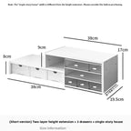 Desktop Multi-Layer Organizer Rack Three Drawers Desk Heightening Stand Office Monitor Notebook Storage Shelf Rectangular Den...