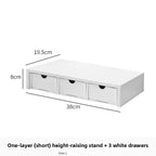 Desktop Multi-Layer Organizer Rack Three Drawers Desk Heightening Stand Office Monitor Notebook Storage Shelf Rectangular Den...