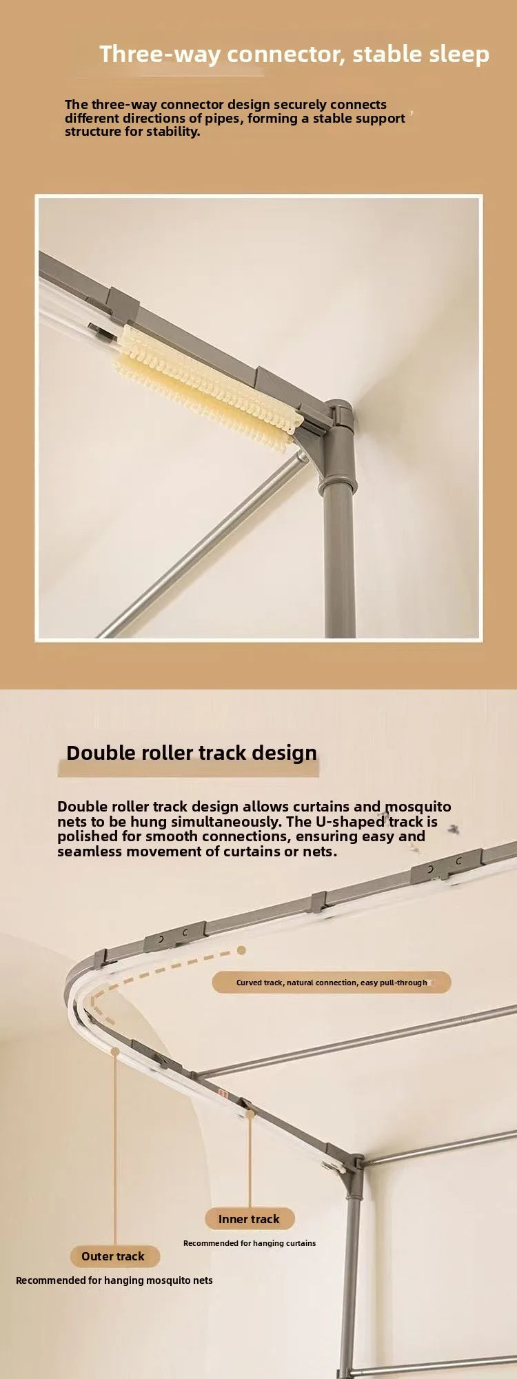 University Student Dormitory Bed Curtain Track Mosquito Net Upper And Lower Bunk Bed Non-Installing Fiber Grade a Protection