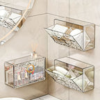 Clear Wall Mounted Bathroom Storage Box, Makeup Organizer, Clear Acrylic Organizers Storage, Cotton Swabs, Cotton Balls, Hair