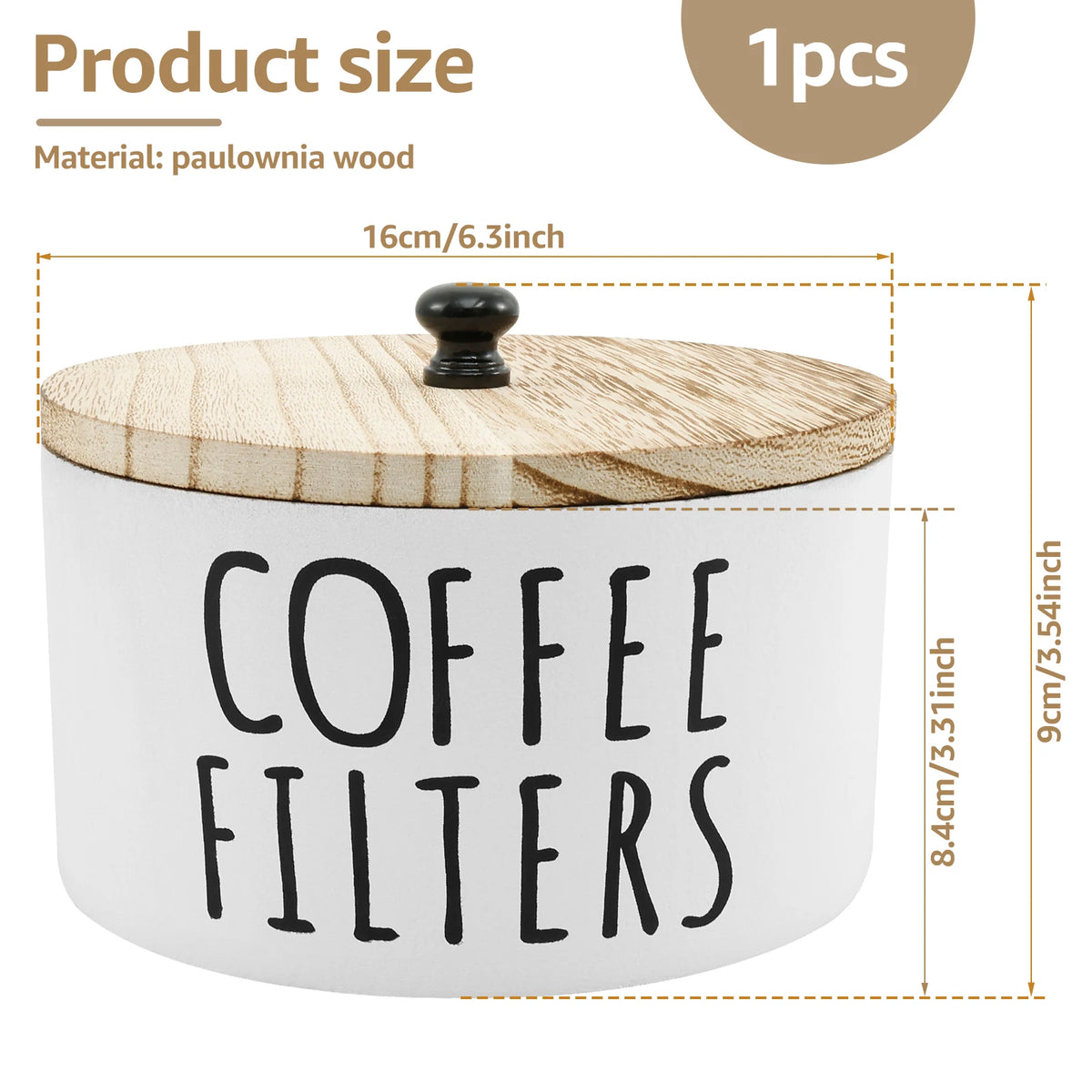 Coffee Filter Holder with Lid Wooden Coffee Filter Paper Storage Container Tea Bag Capsule coffee storage box coffee accessory