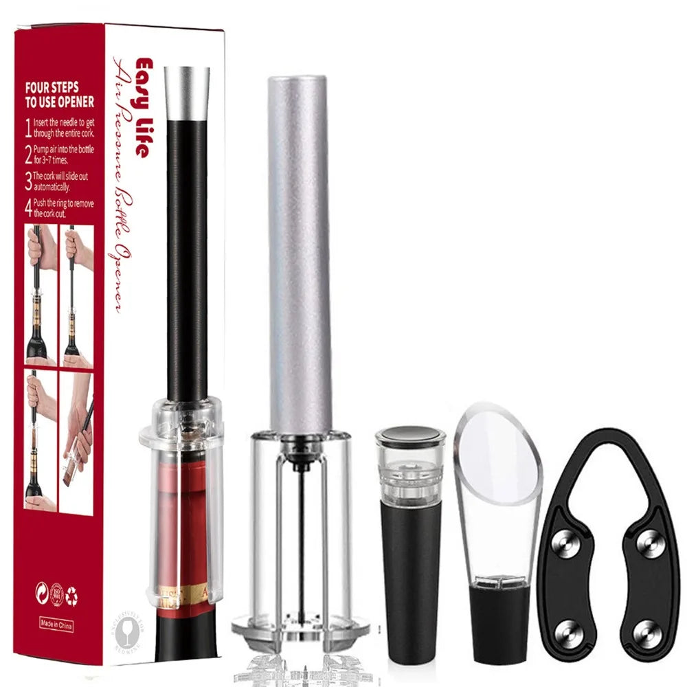 Bar Accessories Wine Bottle Opener Set Aluminum Alloy ABS Air Pump Cork Remover Kitchen Gadgets Vacuum Wine Bottle Corkscrew