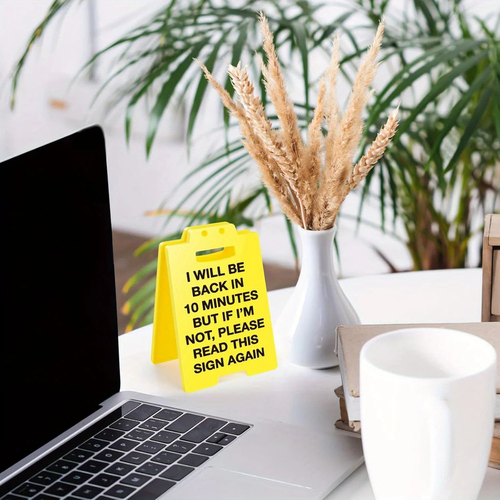 Funny Office Desk Sign - Out to Lunch Be Right Back in Minutes, Gag Fun Gift for Coworker Teammate Employee Boss, Office Desk Si