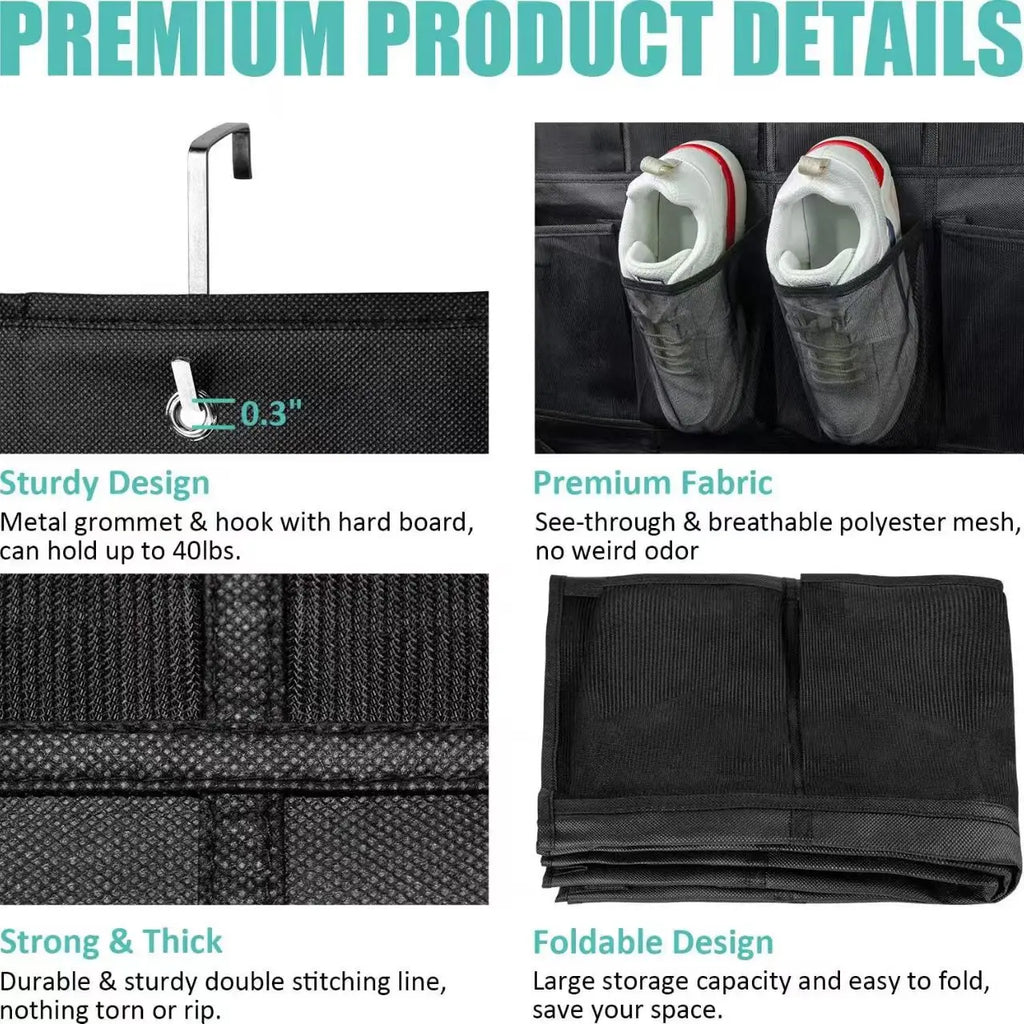 Over The Door Shoe Rack With12/14/24/28/35/40 Large Mesh Pockets Hanging Shoe Organizer For Closet Hanging Shoe Rack Holder