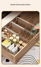 Plastic Expandable Spice Organizer Storage Bins with Dividers Clear Snack Storage Display Containers Tea Packet Storage Box