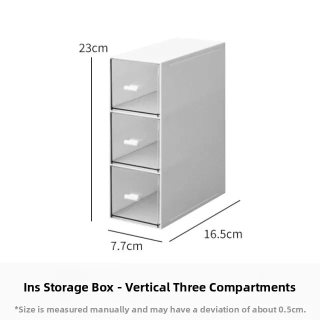 Desktop Multi-Layer Organizer Rack Three Drawers Desk Heightening Stand Office Monitor Notebook Storage Shelf Rectangular Den...