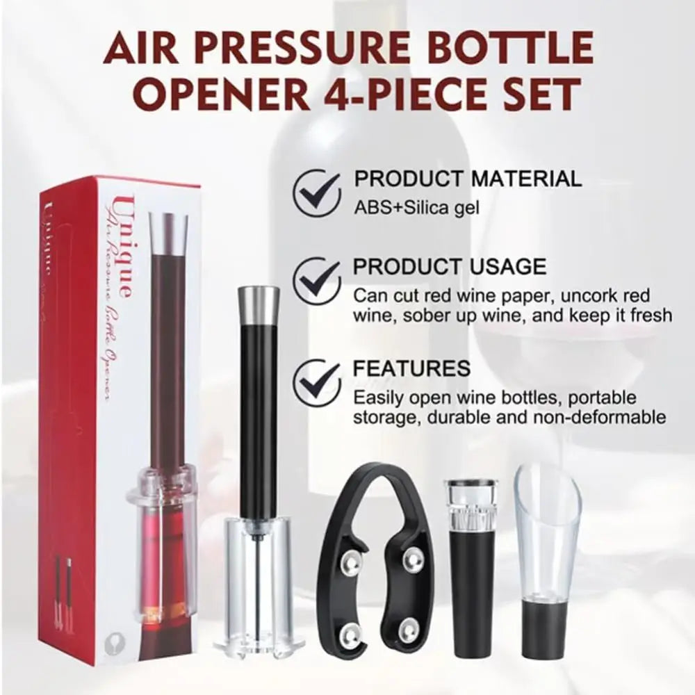 Bar Accessories Wine Bottle Opener Set Aluminum Alloy ABS Air Pump Cork Remover Kitchen Gadgets Vacuum Wine Bottle Corkscrew