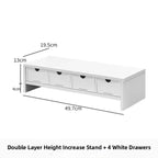 Desktop Multi-Layer Organizer Rack Three Drawers Desk Heightening Stand Office Monitor Notebook Storage Shelf Rectangular Den...