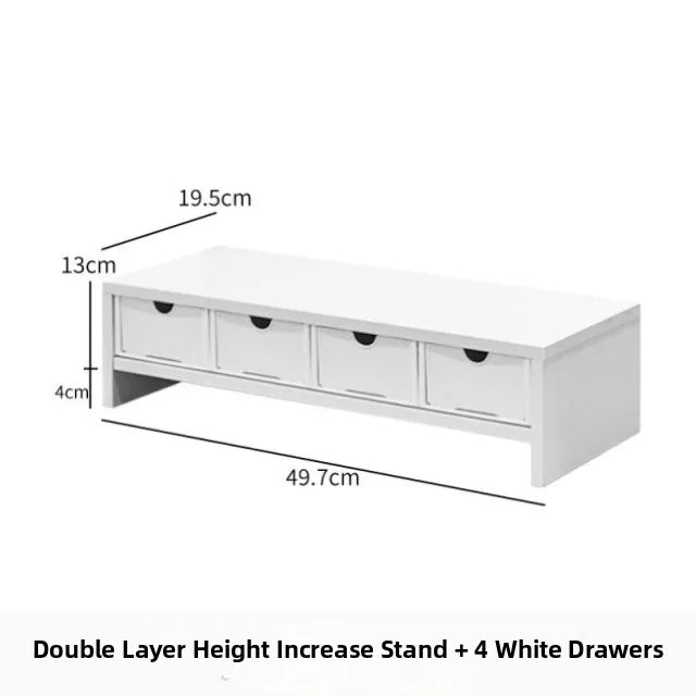 Desktop Multi-Layer Organizer Rack Three Drawers Desk Heightening Stand Office Monitor Notebook Storage Shelf Rectangular Den...