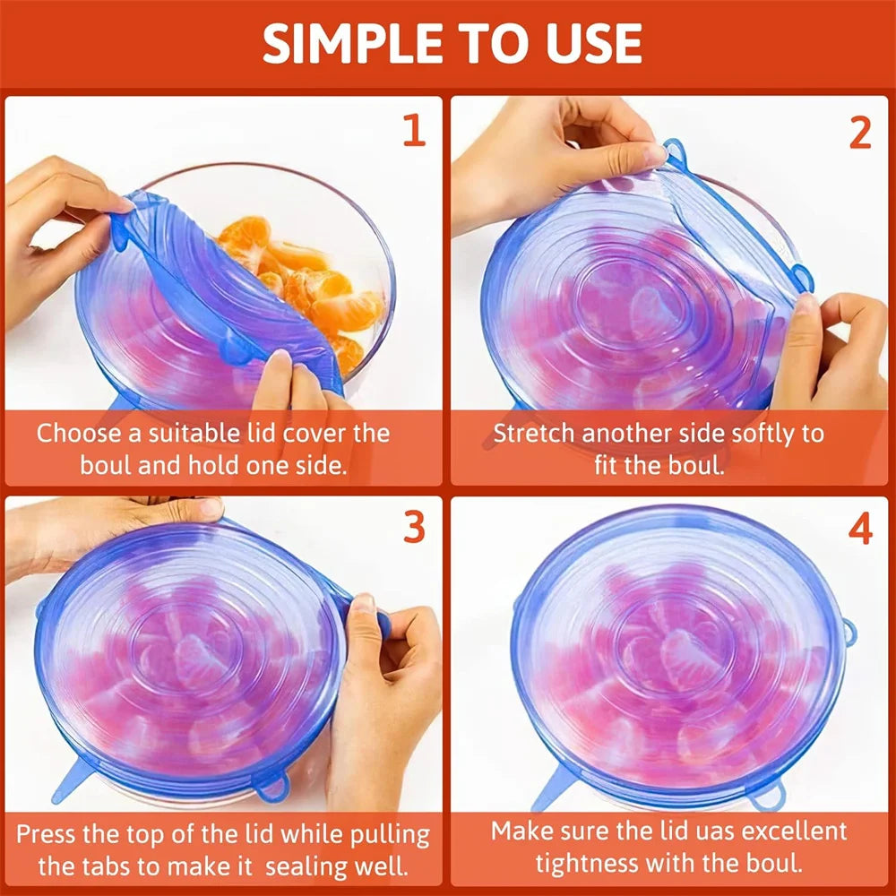 Silicone Stretch Food Lids, Set of 6