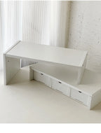 Desktop Multi-Layer Organizer Rack Three Drawers Desk Heightening Stand Office Monitor Notebook Storage Shelf Rectangular Den...