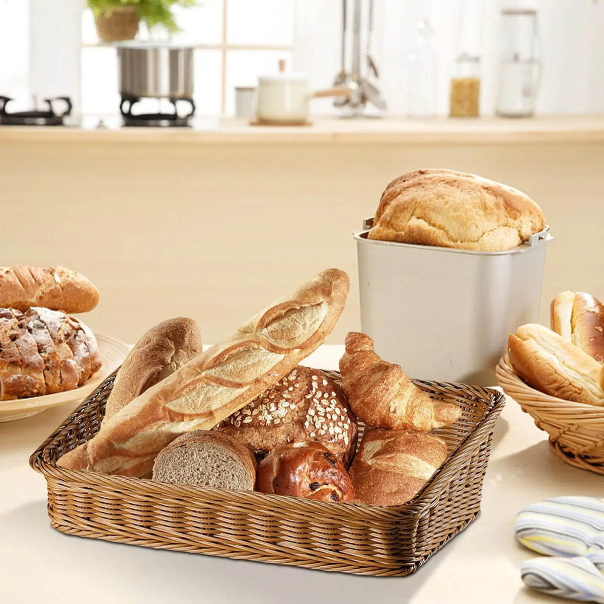 Hand-Woven Rattan Fruit & Bread Basket