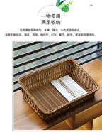 Rectangular Rattan Serving Tray Wicker Woven Basket Bathroom Tray Woven Bread Baskets With Handles Storage Basket For Parties