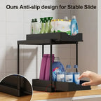 2-Tier Sliding Under-Sink Storage Rack