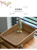 Rectangular Rattan Serving Tray Wicker Woven Basket Bathroom Tray Woven Bread Baskets With Handles Storage Basket For Parties