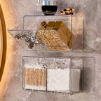 Clear Wall Mounted Bathroom Storage Box, Makeup Organizer, Clear Acrylic Organizers Storage, Cotton Swabs, Cotton Balls, Hair