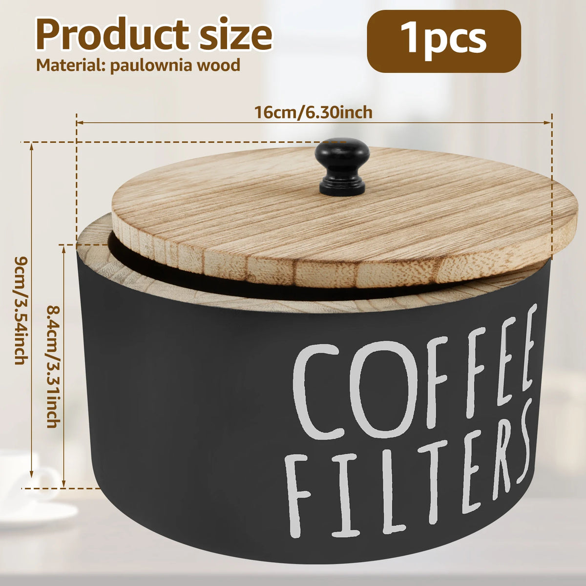Coffee Filter Holder with Lid Wooden Coffee Filter Paper Storage Container Tea Bag Capsule coffee storage box coffee accessory