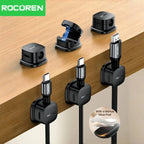 Rocoren Magnetic Cable Organizer Smooth Adjustable Cable Holder Under Desk 6PCS Stable Cable Management Wire Keeper Cable Clips