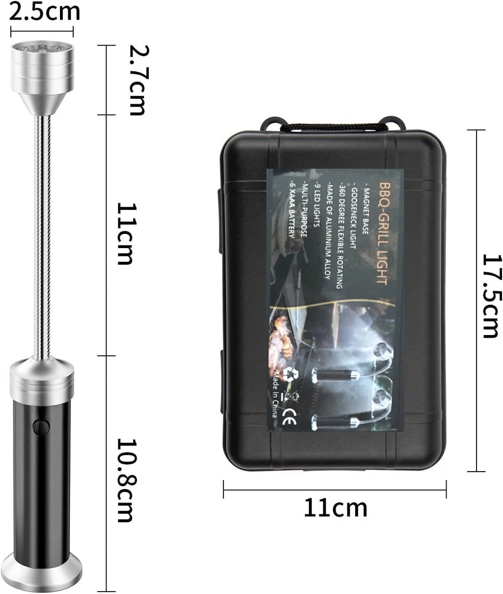 Grill Light - BBQ Accessories for Outdoor with Magnetic Base 360 Degree Flexible Neck Water Heat Resistant No Batteries Included