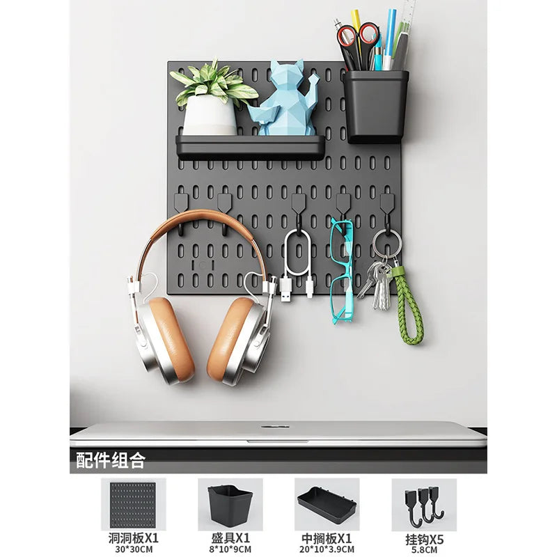 No Punching Pegboard Wall Organizer Panel Shelves For Gamer Room,bathroom,kitchen Storage Rack Organizer Pegboard Accessories