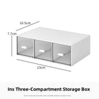 Desktop Multi-Layer Organizer Rack Three Drawers Desk Heightening Stand Office Monitor Notebook Storage Shelf Rectangular Den...