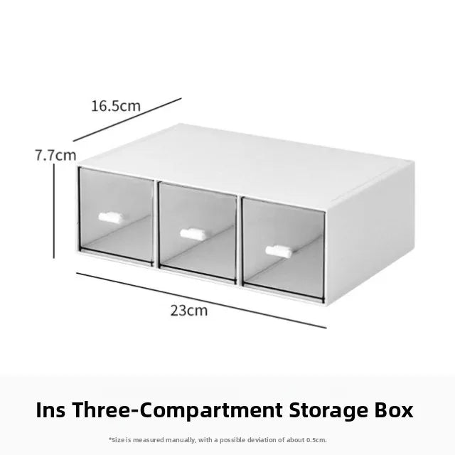 Desktop Multi-Layer Organizer Rack Three Drawers Desk Heightening Stand Office Monitor Notebook Storage Shelf Rectangular Den...