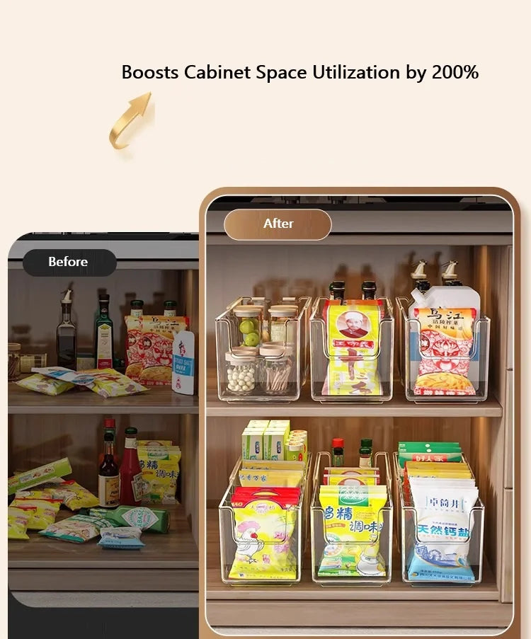 Plastic Expandable Spice Organizer Storage Bins with Dividers Clear Snack Storage Display Containers Tea Packet Storage Box
