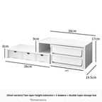Desktop Multi-Layer Organizer Rack Three Drawers Desk Heightening Stand Office Monitor Notebook Storage Shelf Rectangular Den...
