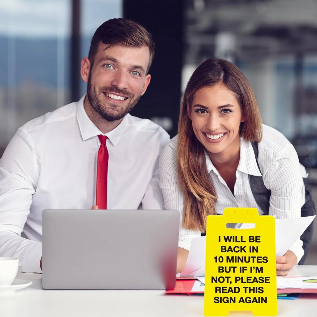 Funny Office Desk Sign - Out to Lunch Be Right Back in Minutes, Gag Fun Gift for Coworker Teammate Employee Boss, Office Desk Si