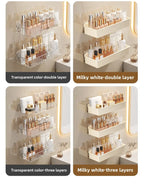 Wall mounted cosmetic and skincare storage rack for bathroom no need for drilling Multi functional kitchebathroom storage rackra