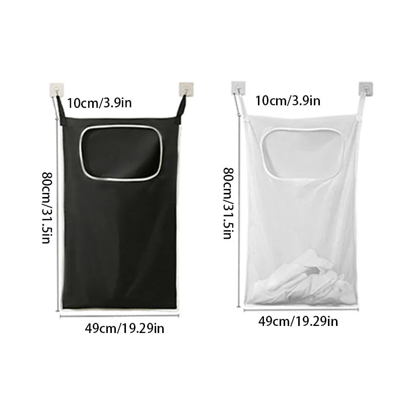 Over-the-Door Hanging Laundry Basket Wall-mounted Dirty Clothes Storage Organizer for Bathroom Toy Storage