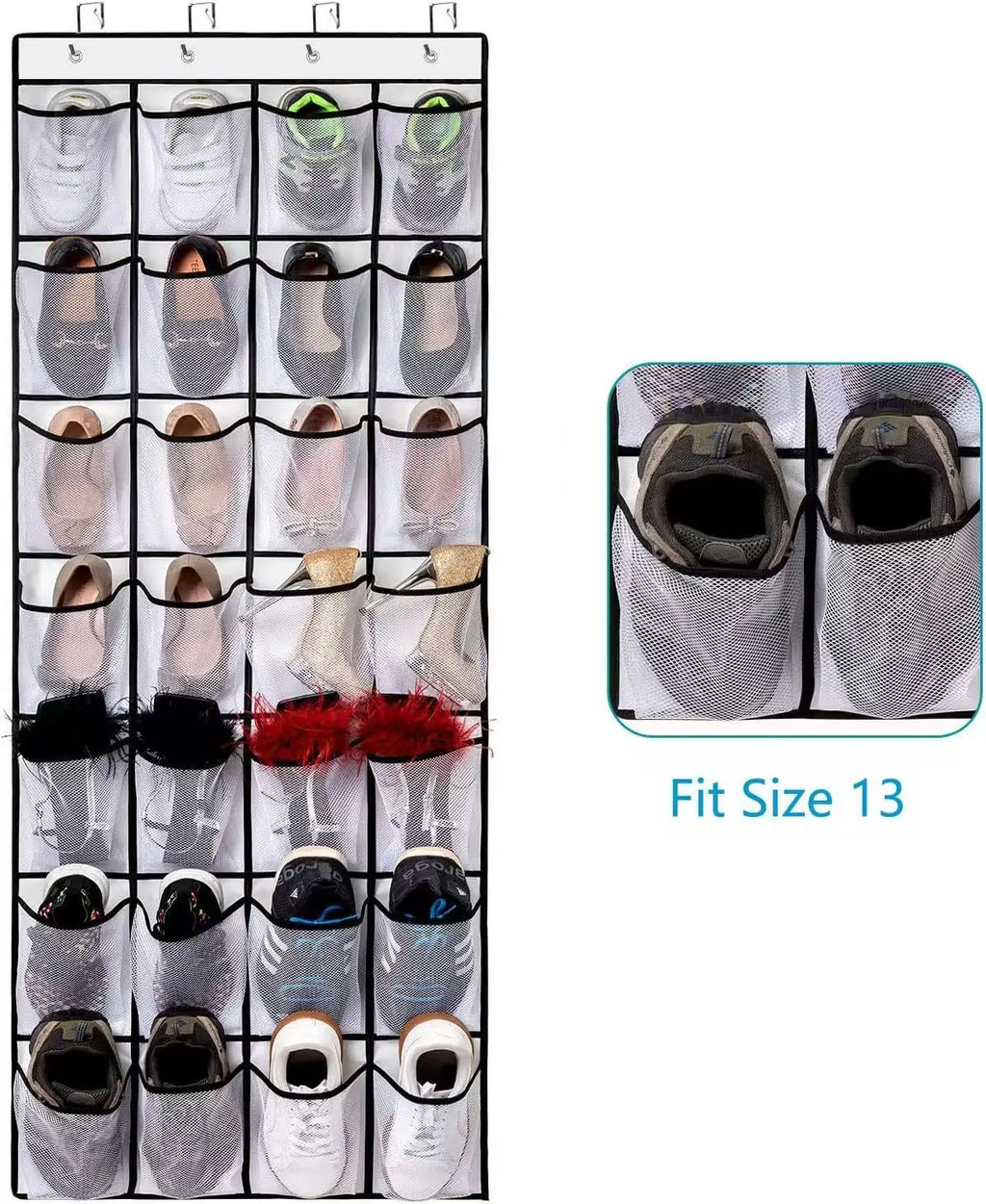 Over The Door Shoe Rack With12/14/24/28/35/40 Large Mesh Pockets Hanging Shoe Organizer For Closet Hanging Shoe Rack Holder