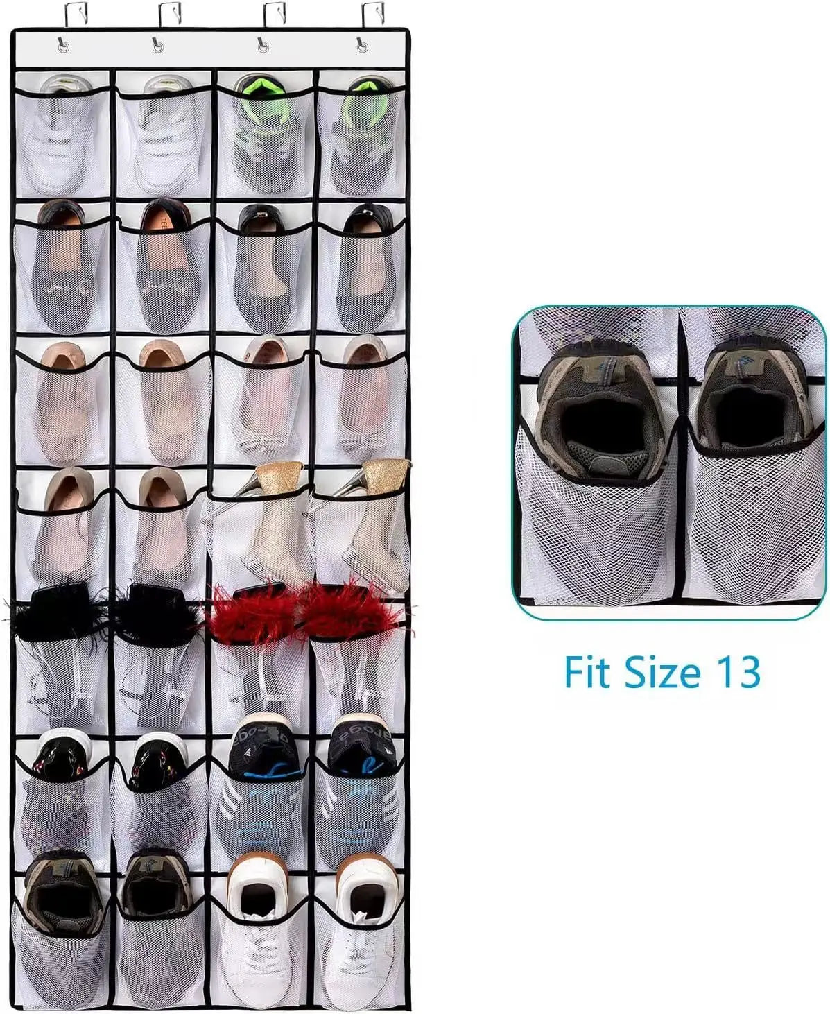 Over The Door Shoe Rack With12/14/24/28/35/40 Large Mesh Pockets Hanging Shoe Organizer For Closet Hanging Shoe Rack Holder
