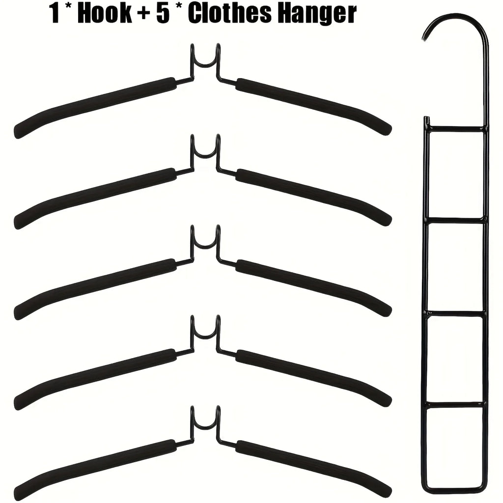 5pcs Multi-Tier Hanging Closet Hanger with Hooks Space-Saving Organizer for Closet Coats Shirts Dresses Jackets Hanging Storage
