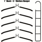 5pcs Multi-Tier Hanging Closet Hanger with Hooks Space-Saving Organizer for Closet Coats Shirts Dresses Jackets Hanging Storage