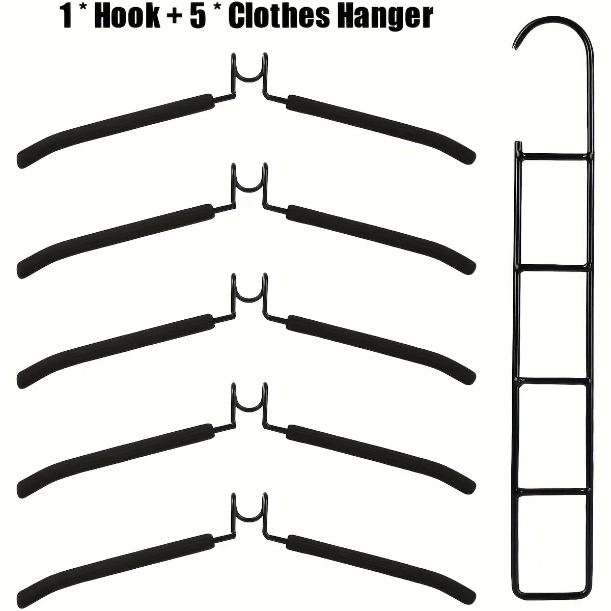 5pcs Multi-Tier Hanging Closet Hanger with Hooks Space-Saving Organizer for Closet Coats Shirts Dresses Jackets Hanging Storage