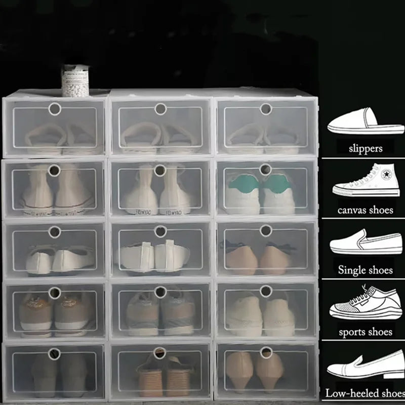 Stackable Clear Shoe Boxes, Set of 6