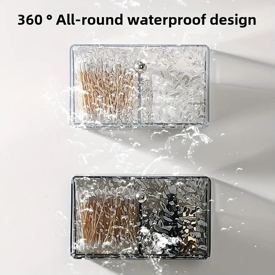 Clear Wall Mounted Bathroom Storage Box, Makeup Organizer, Clear Acrylic Organizers Storage, Cotton Swabs, Cotton Balls, Hair