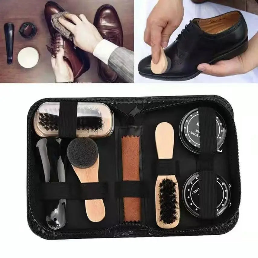 Professional Shoes Care Kit Portable For Boots Sneakers Cleaning Set Polish Brush horn Shine Polishing Tool For Leather Shoes