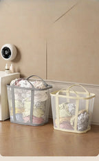 Portable Foldable Mesh Dirty Clothes Basket, Dormitory Household Laundry Storage for Socks Underwear