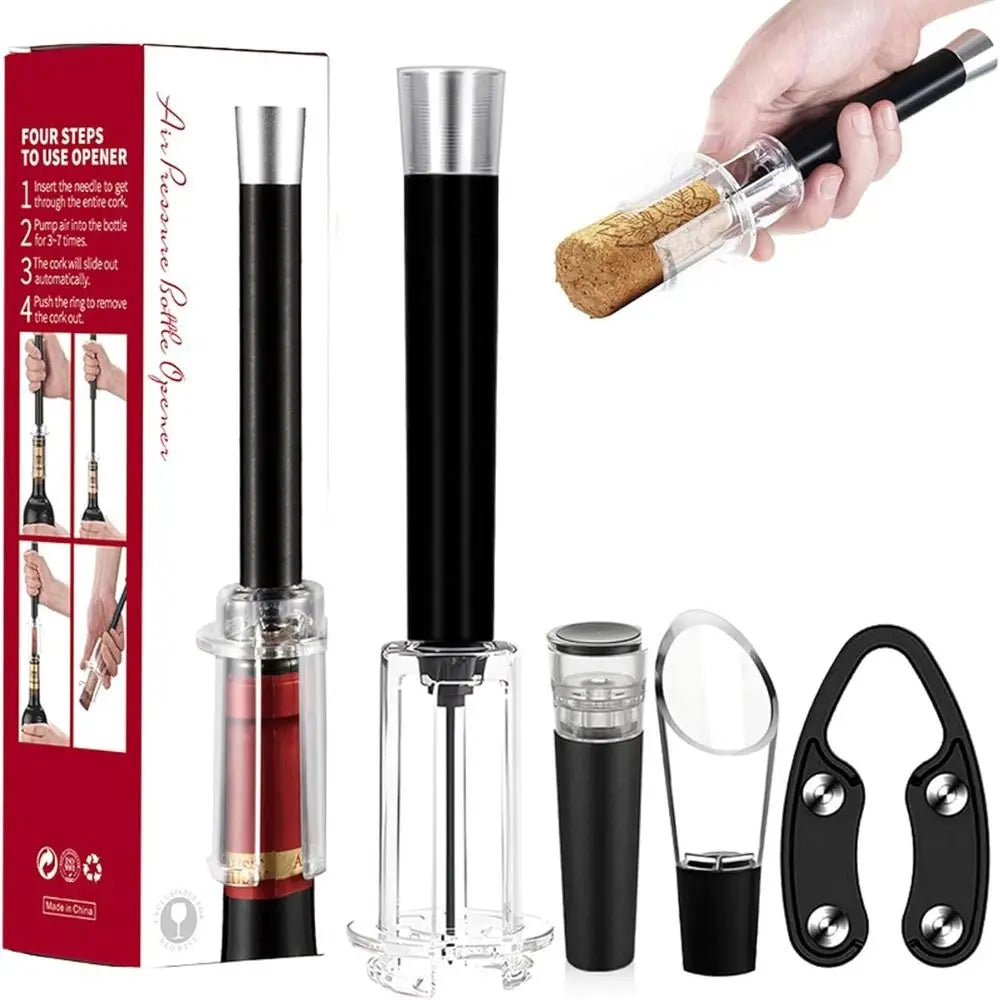 Bar Accessories Wine Bottle Opener Set Aluminum Alloy ABS Air Pump Cork Remover Kitchen Gadgets Vacuum Wine Bottle Corkscrew