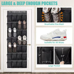 Over The Door Shoe Rack With12/14/24/28/35/40 Large Mesh Pockets Hanging Shoe Organizer For Closet Hanging Shoe Rack Holder