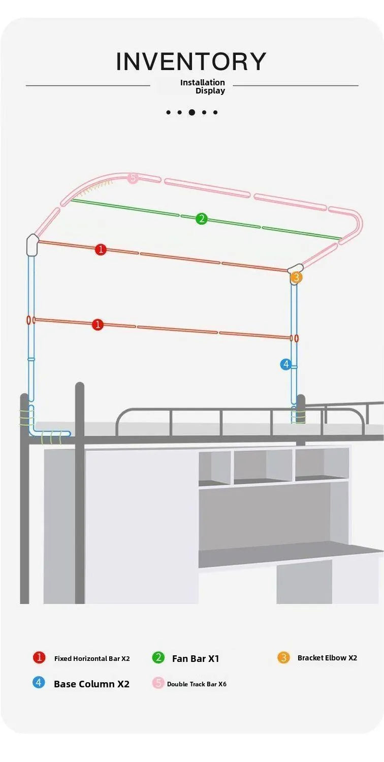 Double Sliding Track Bed Curtain And Mosquito Net Stand Strong Light Blocking Upper Bunk Bed Universal Track Student Dormitory