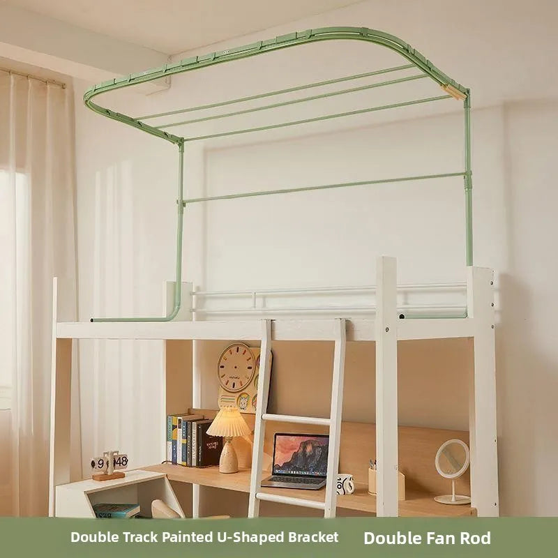 Double Sliding Track Bed Curtain And Mosquito Net Stand Strong Light Blocking Upper Bunk Bed Universal Track Student Dormitory